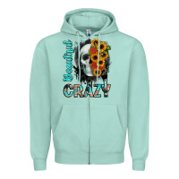 Seafoam beautiful crazy skull Zipper Hoodie - JahusDesignShop