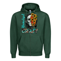 Sports Green beautiful crazy skull Zipper Hoodie - JahusDesignShop