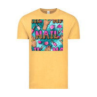 Vintage Mustard nail art hands and polish with turquoise leopard and glitter seamless  Vintage Tee - BundleAndBundleShop