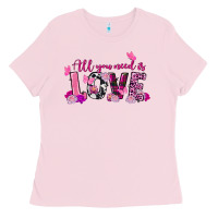Bubblegum Pink All you need is love Valentine's Day Ladies Tee - FaDigitalArtStudio