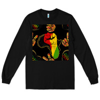 Black African Freedom Seamless Pattern Long Sleeve Tee - BundleAndBundleShop