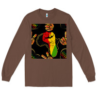 Chestnut African Freedom Seamless Pattern Long Sleeve Tee - BundleAndBundleShop