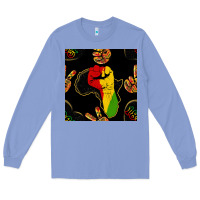 Colony Blue African Freedom Seamless Pattern Long Sleeve Tee - BundleAndBundleShop