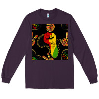 Plum African Freedom Seamless Pattern Long Sleeve Tee - BundleAndBundleShop