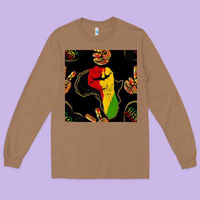 African Freedom Seamless Pattern Long Sleeve Tee Designed By Bundleandbundleshop