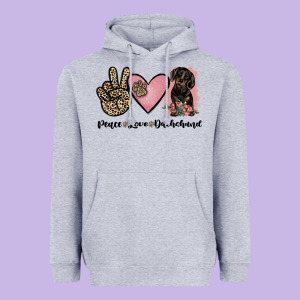 Peace Love Dachshund Heavyweight Hoodie Designed By Jahusdesignshop