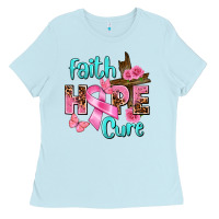 Baby Blue Faith hope cure Breast Cancer Ladies Tee - FaDigitalArtStudio