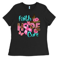 Black Faith hope cure Breast Cancer Ladies Tee - FaDigitalArtStudio