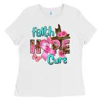 White Faith hope cure Breast Cancer Ladies Tee - FaDigitalArtStudio