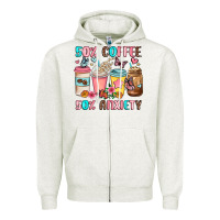 Oatmeal Heather half teacher half coffee Zipper Hoodie - JahusDesignShop