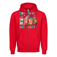 Red half teacher half coffee Zipper Hoodie - JahusDesignShop