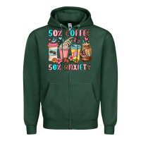Sports Green half teacher half coffee Zipper Hoodie - JahusDesignShop