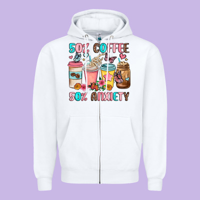 Half Teacher Half Coffee Zipper Hoodie Designed By Jahusdesignshop
