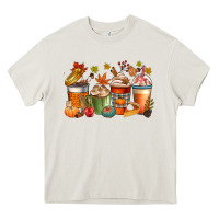 Cream fall coffee cups Heavy Core Tee - CowGirlArtShop