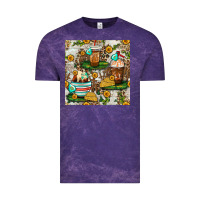 Cloud Purple cow coffee cups and farm with leopard seamless pattern bbs Vintage Tee - BundleAndBundleShop