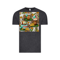 Vintage Black cow coffee cups and farm with leopard seamless pattern bbs Vintage Tee - BundleAndBundleShop