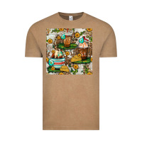 Vintage Coffee cow coffee cups and farm with leopard seamless pattern bbs Vintage Tee - BundleAndBundleShop