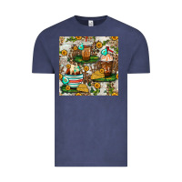 Vintage Denim cow coffee cups and farm with leopard seamless pattern bbs Vintage Tee - BundleAndBundleShop