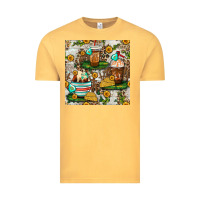 Vintage Mustard cow coffee cups and farm with leopard seamless pattern bbs Vintage Tee - BundleAndBundleShop