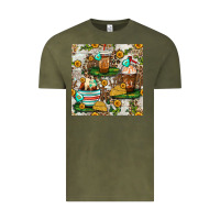 Vintage Olive cow coffee cups and farm with leopard seamless pattern bbs Vintage Tee - BundleAndBundleShop