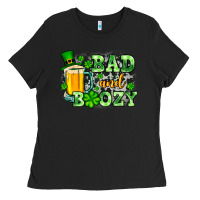 Black St. Patrick's Bad and boozy Ladies Tee - OliviaCreatesArt