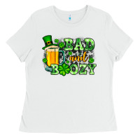 White St. Patrick's Bad and boozy Ladies Tee - OliviaCreatesArt