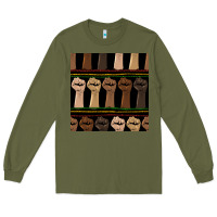Army Green melanin rised fist seamless pattern Long Sleeve Tee - BundleAndBundleShop