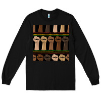 Black melanin rised fist seamless pattern Long Sleeve Tee - BundleAndBundleShop