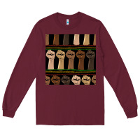 Burgundy melanin rised fist seamless pattern Long Sleeve Tee - BundleAndBundleShop