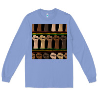 Colony Blue melanin rised fist seamless pattern Long Sleeve Tee - BundleAndBundleShop