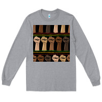Heather Grey melanin rised fist seamless pattern Long Sleeve Tee - BundleAndBundleShop