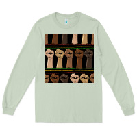 Matcha melanin rised fist seamless pattern Long Sleeve Tee - BundleAndBundleShop