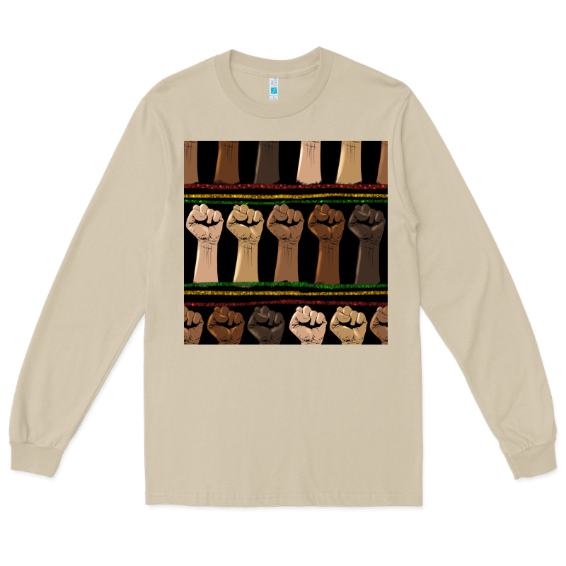 Melanin Rised Fist Seamless Pattern Long Sleeve Tee by BundleAndBundleShop | Teevron