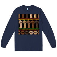 Navy melanin rised fist seamless pattern Long Sleeve Tee - BundleAndBundleShop