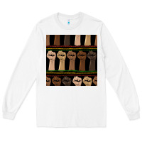 White melanin rised fist seamless pattern Long Sleeve Tee - BundleAndBundleShop