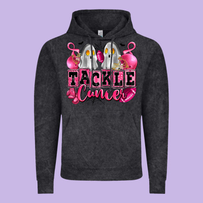 Tackle Cancer With Ghosts Playing Football Vintage Hoodie Designed By Lillyallendesigns