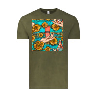 Vintage Olive hand cream nail polish remover and sunflowers with leopard and glitter Vintage Tee - BundleAndBundleShop