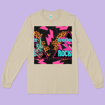 Freedom Rocks Seamless Pattern Long Sleeve Tee Designed By Bundleandbundleshop