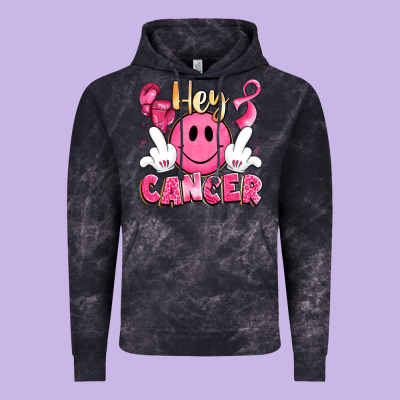 Hey Cancer With Middle Fingers Vintage Hoodie Designed By Lillyallendesigns