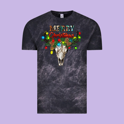 Merry Christmas Bull Skull Vintage Tee Designed By Ranaportraitstore