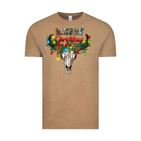 Vintage Coffee merry christmas bull skull Vintage Tee - RanaPortraitStore
