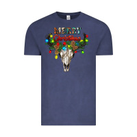 Vintage Denim merry christmas bull skull Vintage Tee - RanaPortraitStore