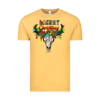 Vintage Mustard merry christmas bull skull Vintage Tee - RanaPortraitStore