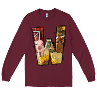 Burgundy farm life alphabet lowercase letters w Long Sleeve Tee - BundleAndBundleShop