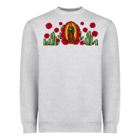 Heather Grey lady of Guadalupe cactus rose Heavyweight Sweatshirt - JahusDesignShop