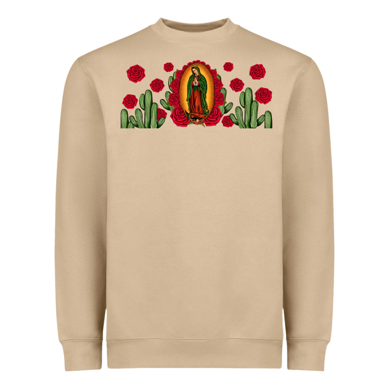 Lady Of Guadalupe Cactus Rose Heavyweight Sweatshirt by JahusDesignShop | Teevron