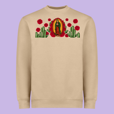 Lady Of Guadalupe Cactus Rose Heavyweight Sweatshirt Designed By Jahusdesignshop