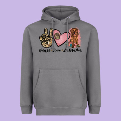Peace Love Labrador Heavyweight Hoodie Designed By Jahusdesignshop