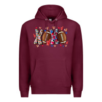 Burgundy Xox Football Premium Hoodie - CowhideDigitalArt
