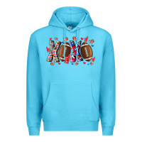 Ocean Blue Xox Football Premium Hoodie - CowhideDigitalArt